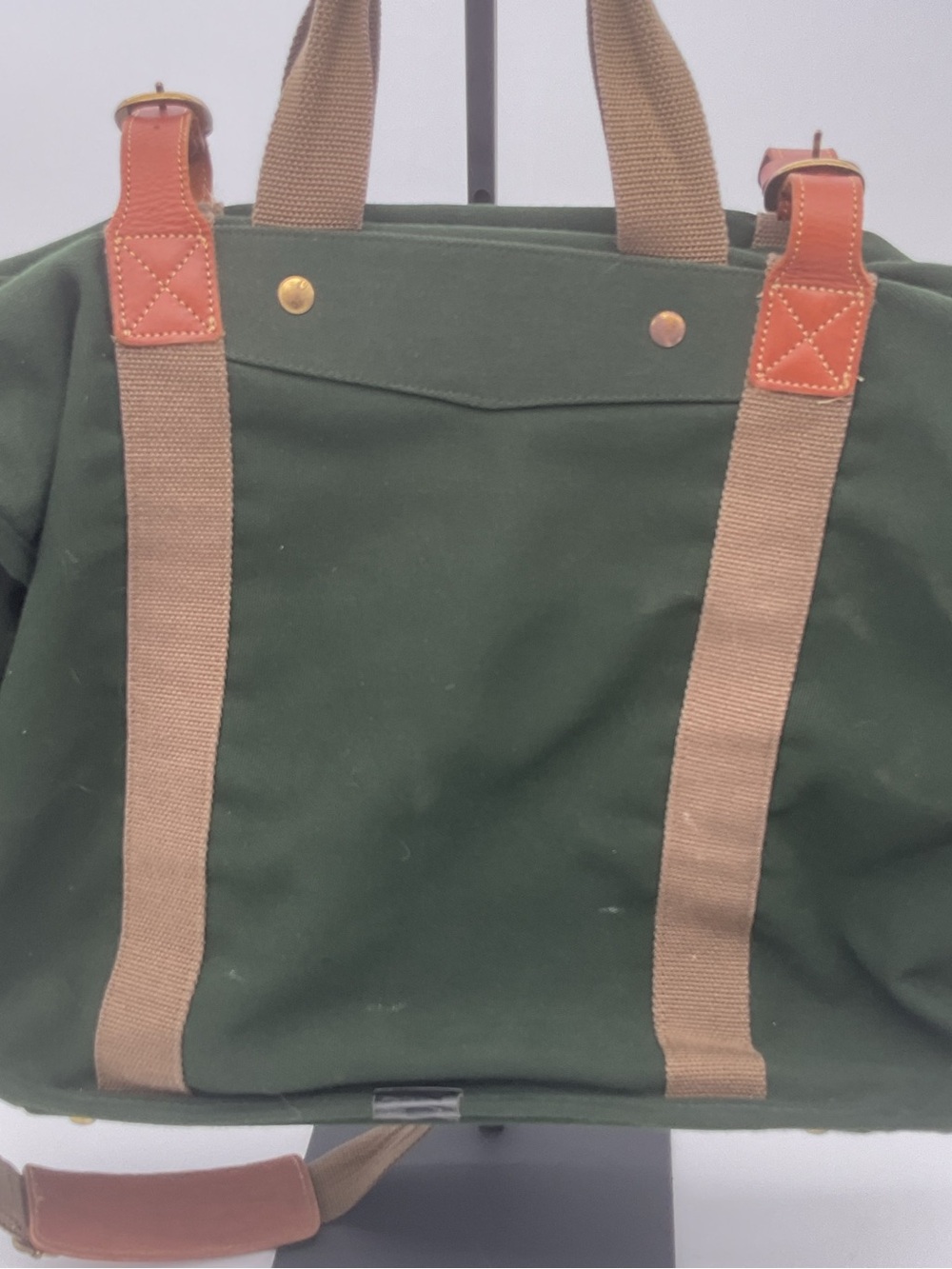 Tumi Dakota Green Canvas Duffel Suitcase with Brown Leather Trim - Picture 5 of 16